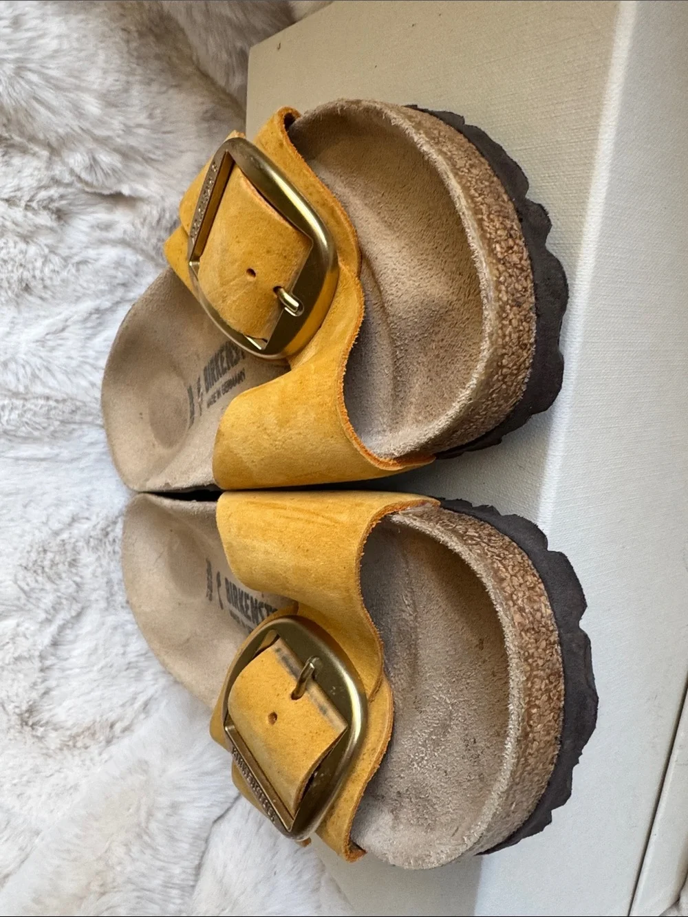 Birkenstock Women's Mustard Madrid Single Buckle Sandals in Leather       Sz 38